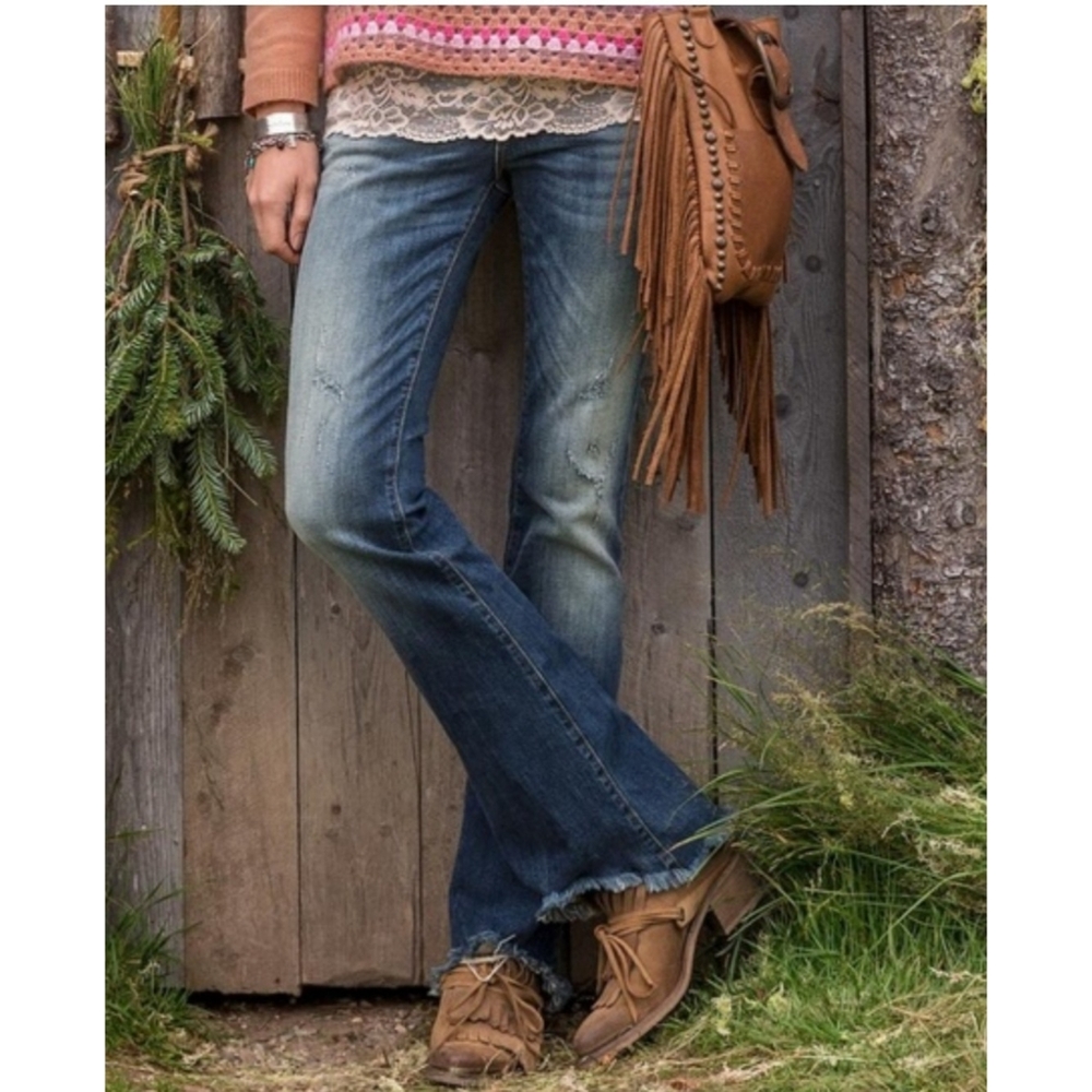 Sundance Driftwood Eva Raw Hem Flare Jeans Size 27